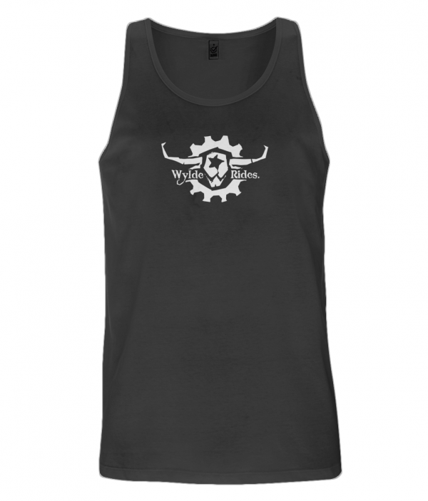 Organic Cotton Vest Wylde Rides Ebike Clothing Black & White Bull Skull Logo Design Merch Apparel