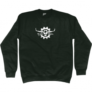 Black Long Sleeve Sweater Wylde Rides Ebike Clothing Black & White Bull Skull Logo Design Merch Apparel