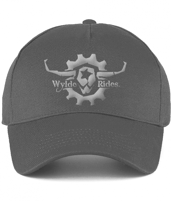 Dark Grey Cotton Hat Cap Headwear Wylde Rides Ebike Clothing Black & White Bull Skull Logo Design Merch Apparel